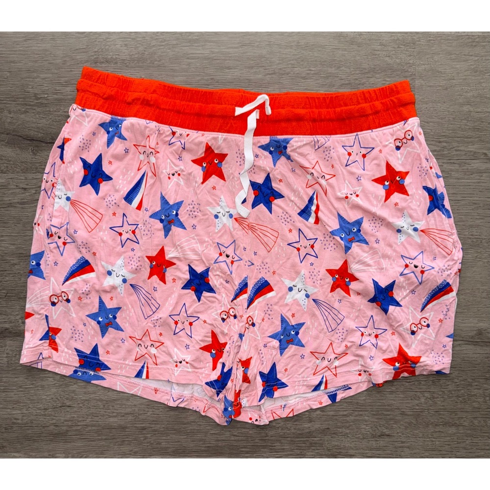 Little Sleepies Women's Pink Patriotic Pajama Sleep Shorts, Large